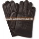 Dark Brown Leather Screen Touch Gloves